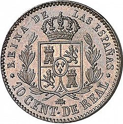 Large Reverse for 10 Céntimos Real 1859 coin