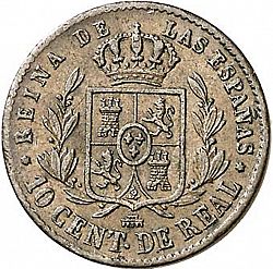 Large Reverse for 10 Céntimos Real 1861 coin