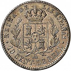 Large Reverse for 10 Céntimos Real 1862 coin
