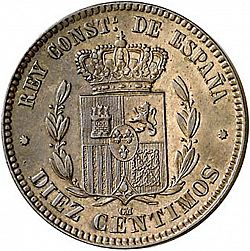 Large Reverse for 10 Céntimos 1878 coin