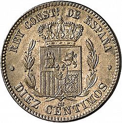 Large Reverse for 10 Céntimos 1879 coin