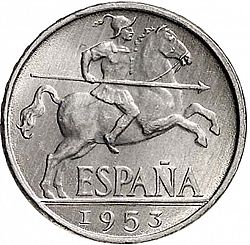 Large Obverse for 10 Céntimos 1953 coin