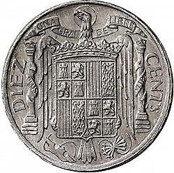 Large Reverse for 10 Céntimos 1953 coin