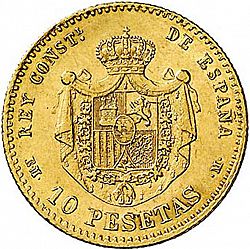 Large Reverse for 10 Pesetas 1879 coin