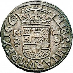 Large Reverse for 16 Maravedies 1663 coin