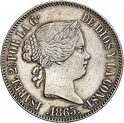 Large Obverse for 1 Escudo 1865 coin