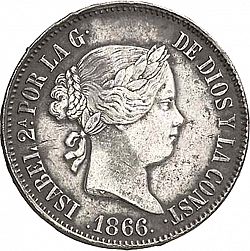 Large Obverse for 1 Escudo 1866 coin