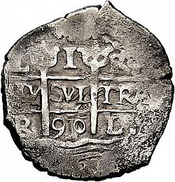 Large Obverse for 1 Real 1689 coin