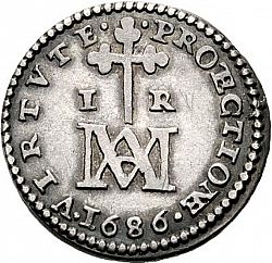 Large Reverse for 1 Real 1686 coin