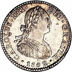 Large Obverse for 1 Real 1802 coin