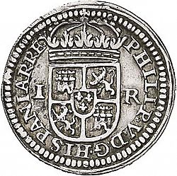 Large Obverse for 1 Real 1707 coin