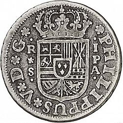 Large Obverse for 1 Real 1734 coin