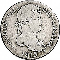Large Obverse for 1 Real 1819 coin