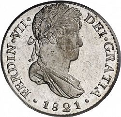 Large Obverse for 1 Real 1821 coin