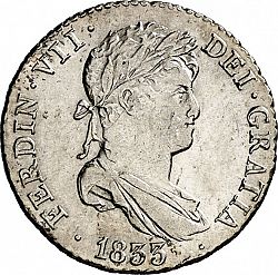 Large Obverse for 1 Real 1833 coin
