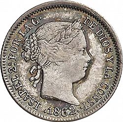 Large Obverse for 1 Real 1862 coin