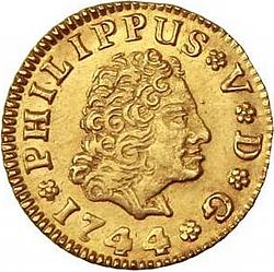 Large Obverse for 1/2 Escudo 1744 coin