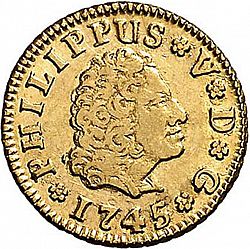Large Obverse for 1/2 Escudo 1745 coin