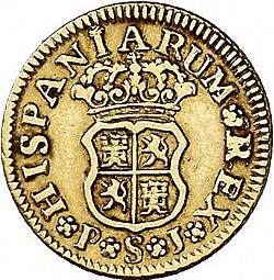 Large Reverse for 1/2 Escudo 1745 coin