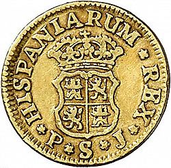 Large Reverse for 1/2 Escudo 1754 coin