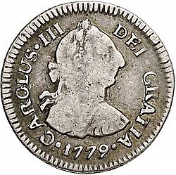 Large Obverse for 1/2 Real 1779 coin