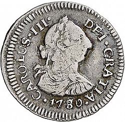 Large Obverse for 1/2 Real 1780 coin