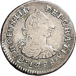 Large Obverse for 1/2 Real 1788 coin