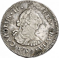 Large Obverse for 1/2 Real 1790 coin