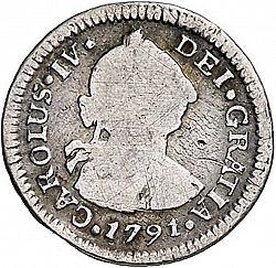 Large Obverse for 1/2 Real 1791 coin