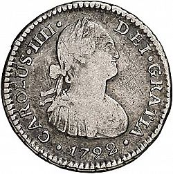 Large Obverse for 1/2 Real 1792 coin