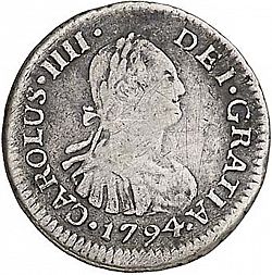 Large Obverse for 1/2 Real 1794 coin
