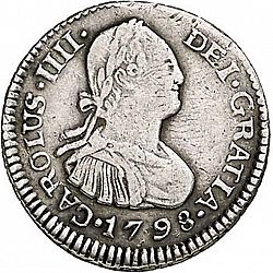 Large Obverse for 1/2 Real 1798 coin