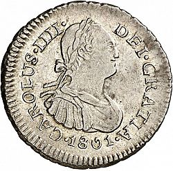 Large Obverse for 1/2 Real 1801 coin