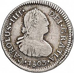 Large Obverse for 1/2 Real 1803 coin