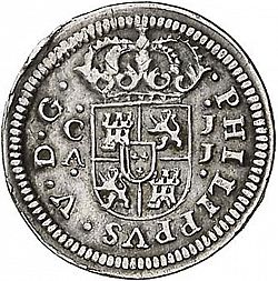 Large Obverse for 1/2 Real 1719 coin