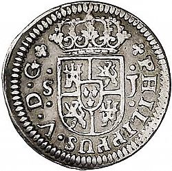 Large Obverse for 1/2 Real 1725 coin