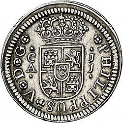 Large Obverse for 1/2 Real 1727 coin