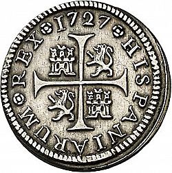 Large Reverse for 1/2 Real 1727 coin