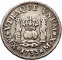 Large Reverse for 1/2 Real 1733 coin