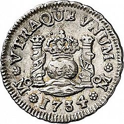 Large Reverse for 1/2 Real 1734 coin