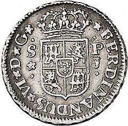 Large Obverse for 1/2 Real 1748 coin