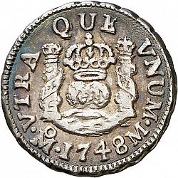 Large Reverse for 1/2 Real 1748 coin
