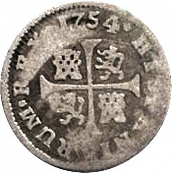 Large Reverse for 1/2 Real 1754 coin
