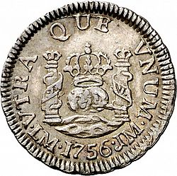 Large Reverse for 1/2 Real 1756 coin