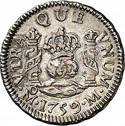Large Reverse for 1/2 Real 1759 coin