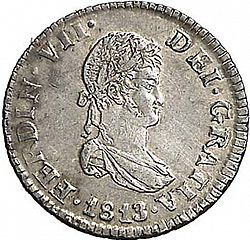 Large Obverse for 1/2 Real 1813 coin