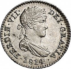 Large Obverse for 1/2 Real 1814 coin