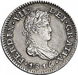 Large Obverse for 1/2 Real 1816 coin