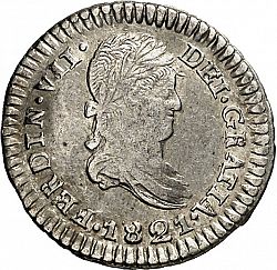 Large Obverse for 1/2 Real 1821 coin