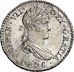 Large Obverse for 1/2 Real 1826 coin
